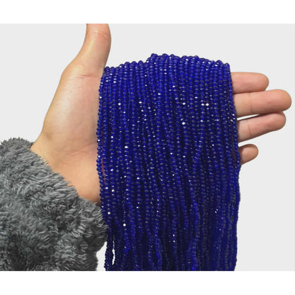 5 Tiras Cristal Checo Facetado 3mm Abalorio Bisutería 650pcs Azul Rey Transparente
