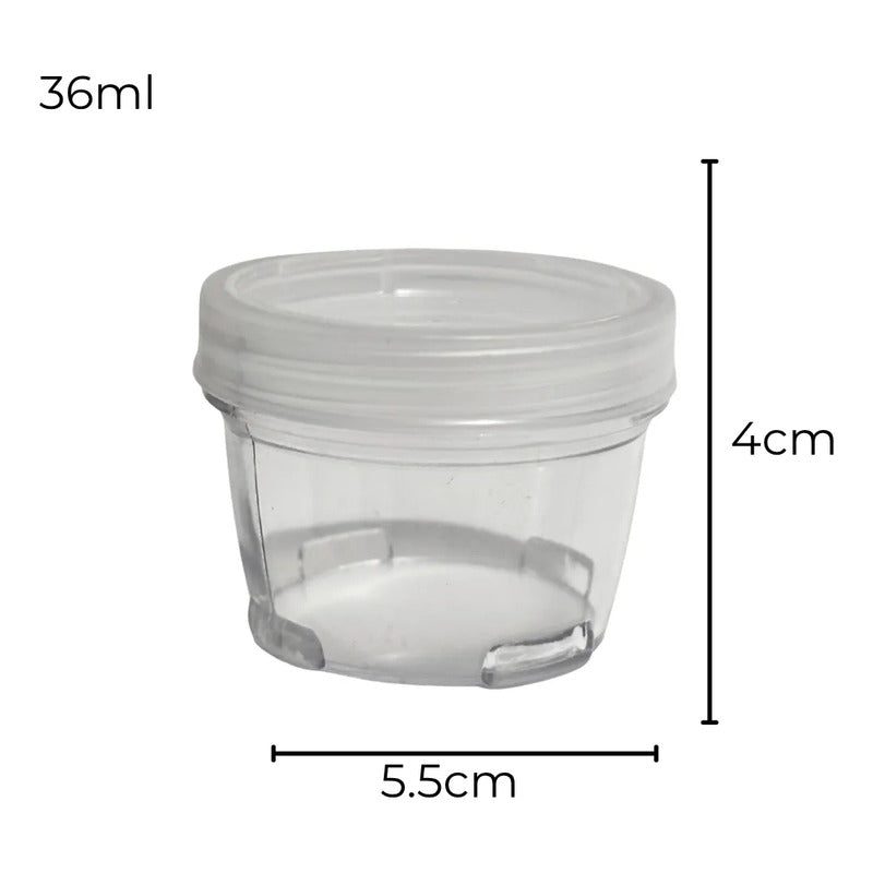 Set 10 Frascos Plásticos Transparentes Tapa Rosca Apilables 36ml