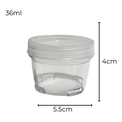 Set 10 Frascos Plásticos Transparentes Tapa Rosca Apilables 36ml