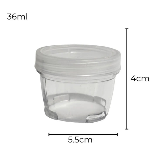 Set 10 Frascos Plásticos Transparentes Tapa Rosca Apilables 36ml