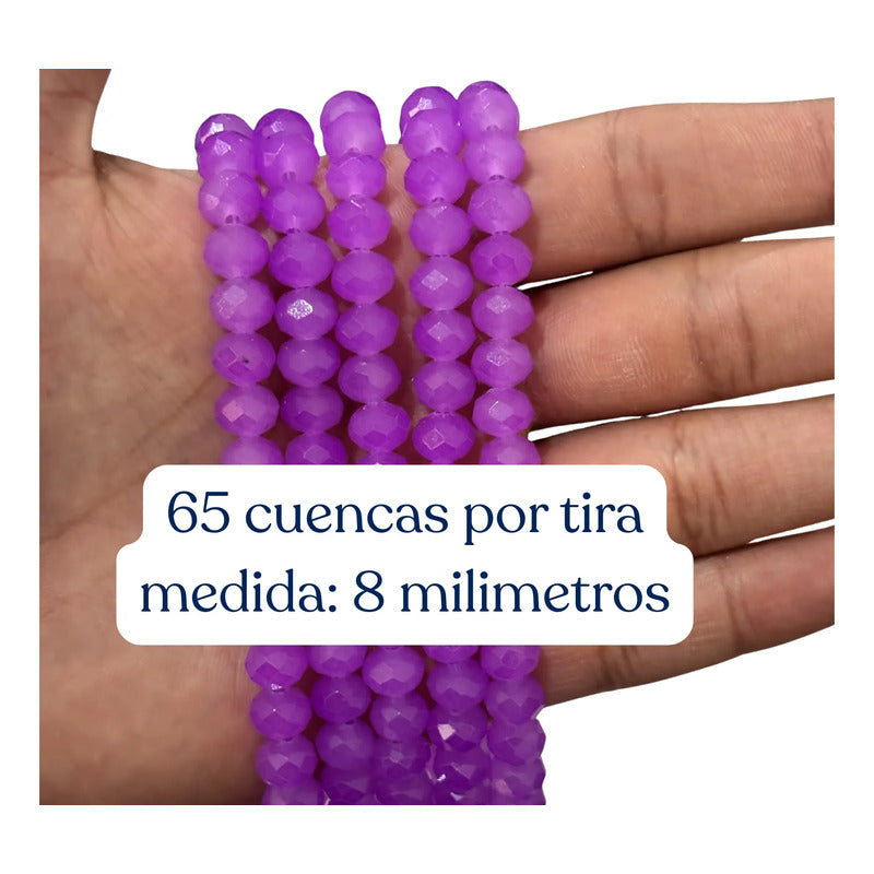 5 Tiras Cristal Checo Facetado 8mm Abalorio Bisutería 325pcs
