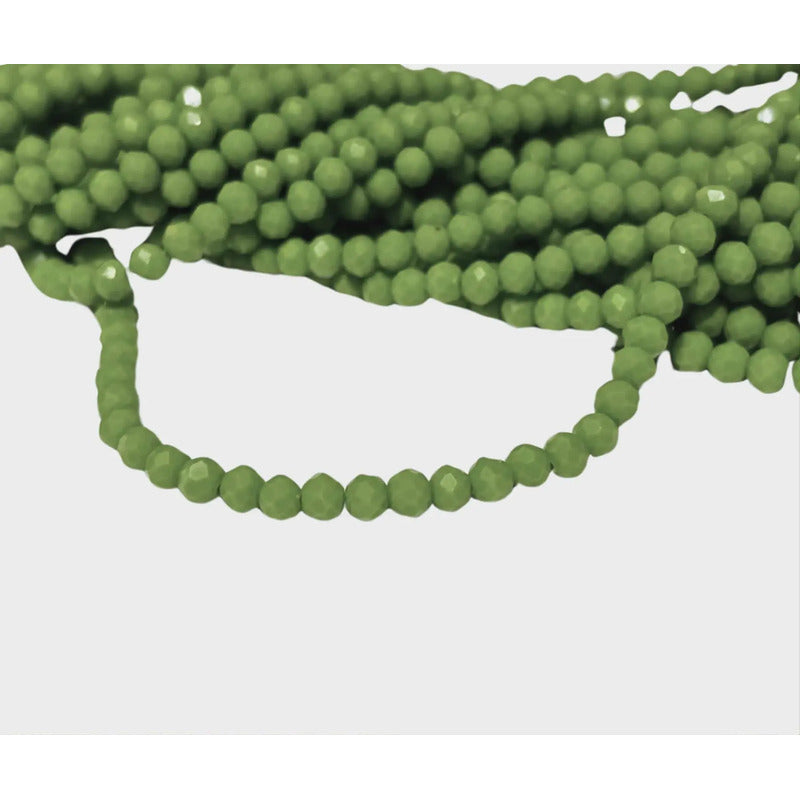 5 Tiras Cristal Checo Facetado 4mm Abalorio Bisutería 600pcs Verde Chícharo