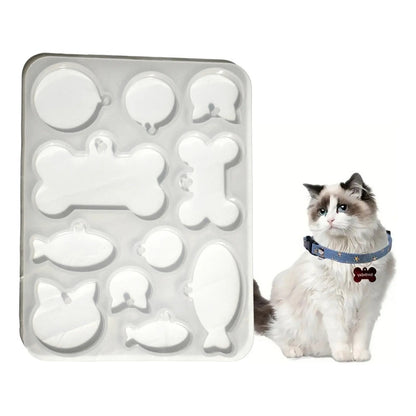 Molde Silicón Resina Llavero Mascotas Placas 11 Modelos