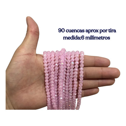 5 Tiras Cristal Checo Facetado 6mm Abalorio Bisutería 450pcs