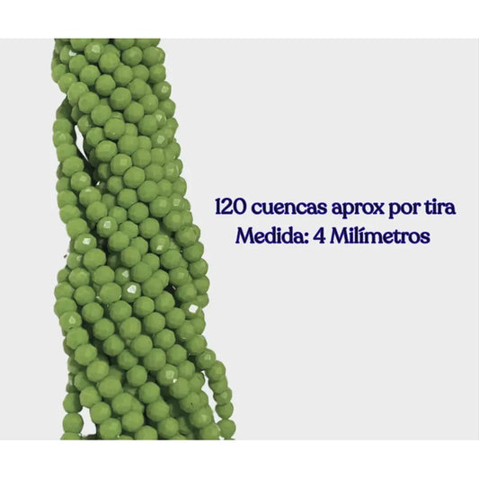 5 Tiras Cristal Checo Facetado 4mm Abalorio Bisutería 600pcs Verde Chícharo