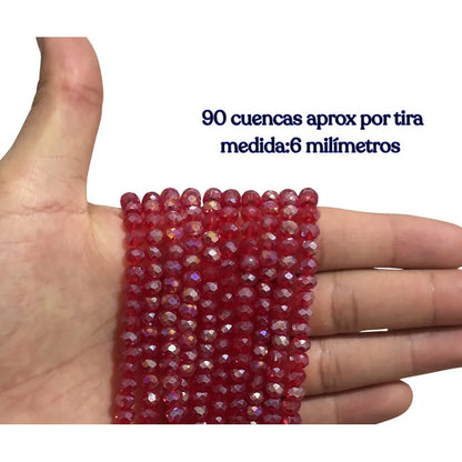 5 Tiras Cristal Checo Facetado 6mm Abalorio Bisutería 450pcs