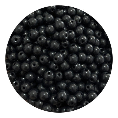 250 Gramos Abalorio Perla De Vidrio Negra Redonda Bisutería Negro 8 Mm