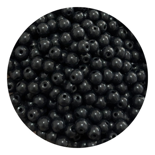250 Gramos Abalorio Perla De Vidrio Negra Redonda Bisutería Negro 8 Mm
