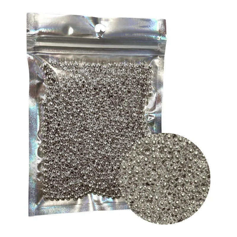 1,800 Pcs Abalorio Metálico Bola Con Orificio Manualidades Plateado 3 Mm