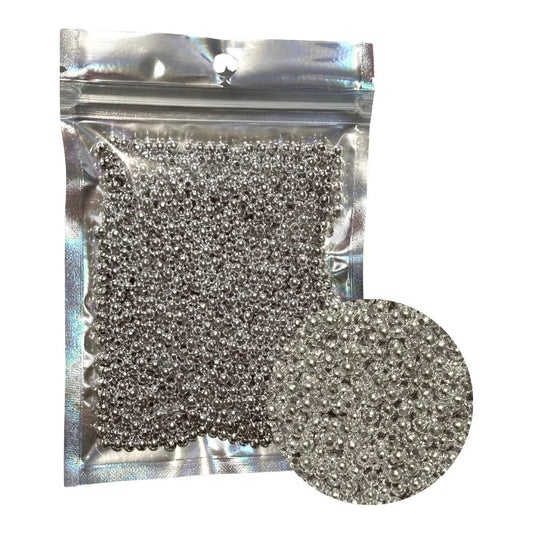 1,800 Pcs Abalorio Metálico Bola Con Orificio Manualidades Plateado 3 Mm