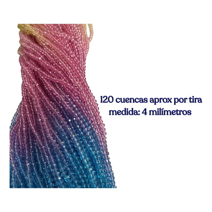 5 Tiras Cristal Checo Facetado 4mm Abalorio Bisutería 600pcs