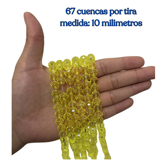 3tiras Cristal Checo Facetado 10mm Abalorio Bisutería 200pcs Amarillo Transparente
