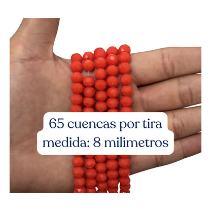 5 Tiras Cristal Checo Facetado 8mm Abalorio Bisutería 325pcs