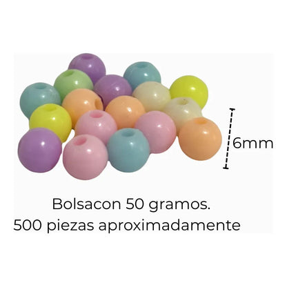50 Gramos Abalorio Cuencas Separador Bisutería Figuras Bola 6mm
