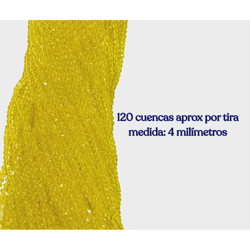 5 Tiras Cristal Checo Facetado 4mm Abalorio Bisutería 600pcs Amarillo Transparente