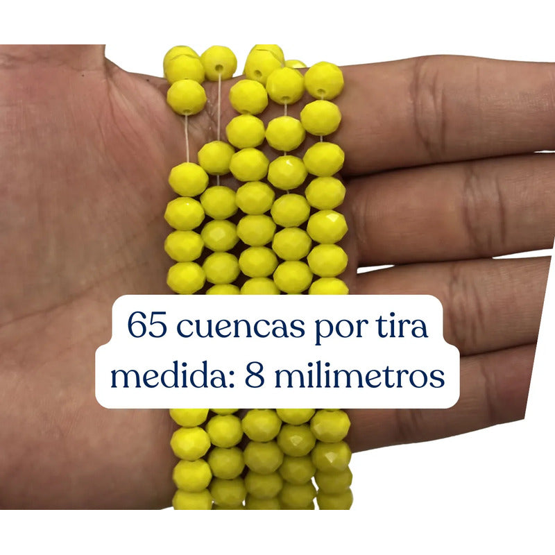 5 Tiras Cristal Checo Facetado 8mm Abalorio Bisutería 325pcs