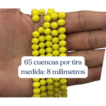 5 Tiras Cristal Checo Facetado 8mm Abalorio Bisutería 325pcs