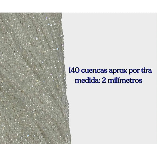 5 Tiras Cristal Checo Facetado 2mm Abalorio Bisutería 700pcs Tornasol Transparente