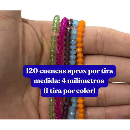 5 Tiras Cristal Checo Facetado 4mm Abalorio Bisutería 600pcs