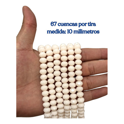 3tiras Cristal Checo Facetado 10mm Abalorio Bisutería 200pcs Crema