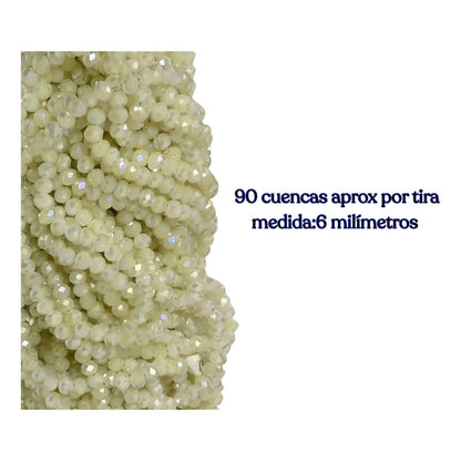5 Tiras Cristal Checo Facetado 6mm Abalorio Bisutería 450pcs