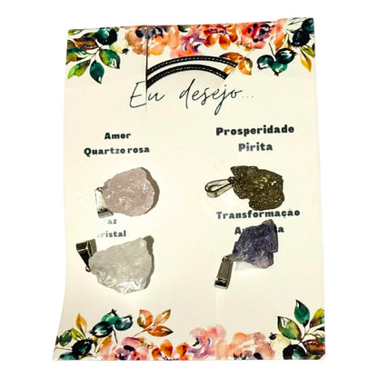 Kit 5 Pcs Dije Cuarzo Piedra Natural Colgante Hacer Collares Mixto