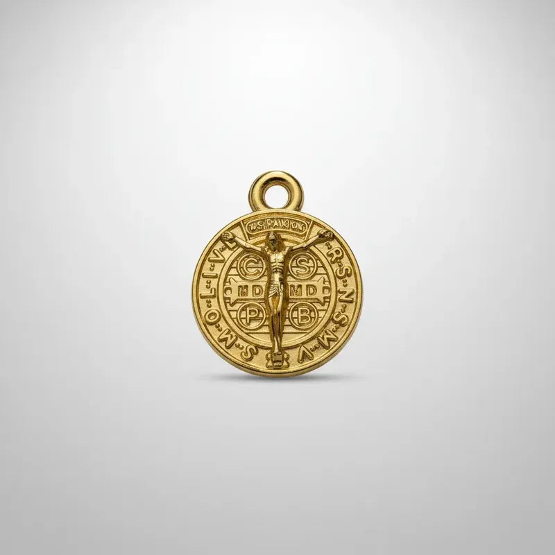 60 Piezas Abalorio Medalla Metálica Chica San Benito Dorado
