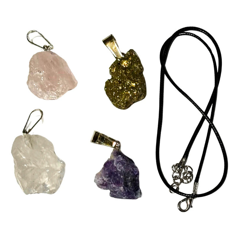 Kit 5 Pcs Dije Cuarzo Piedra Natural Colgante Hacer Collares Mixto
