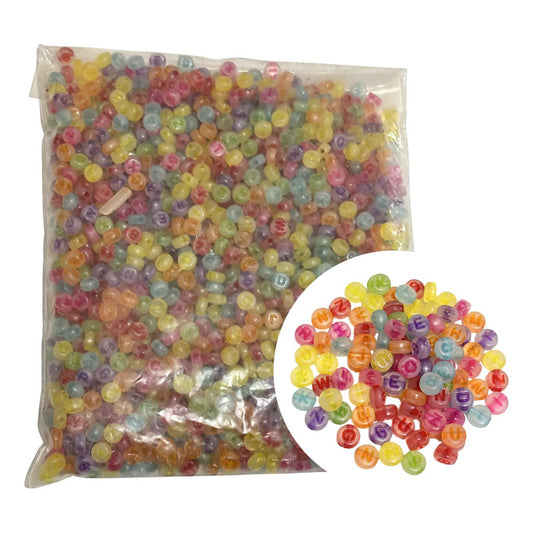 2,000 Pzs Luneta Abecedario Letra Acrílica Pulsera Bisutería Abecedario Neon Doble