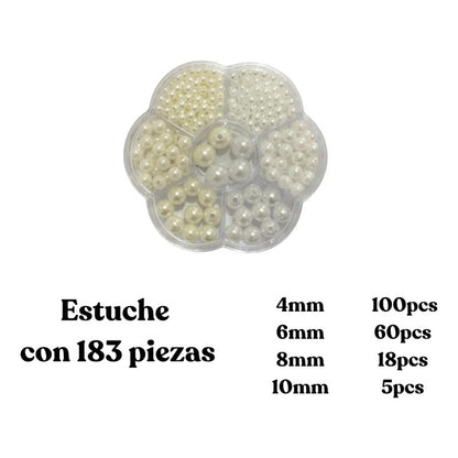Set Perla Sintética Con Orificio Cuentas Acrílica Abalorio 183 Pcs