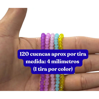 5 Tiras Cristal Checo Facetado 4mm Abalorio Bisutería 600pcs