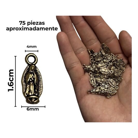 Dije Mini Virgen De Guadalupe Doble Cara 75 Piezas Dorado Oscuro
