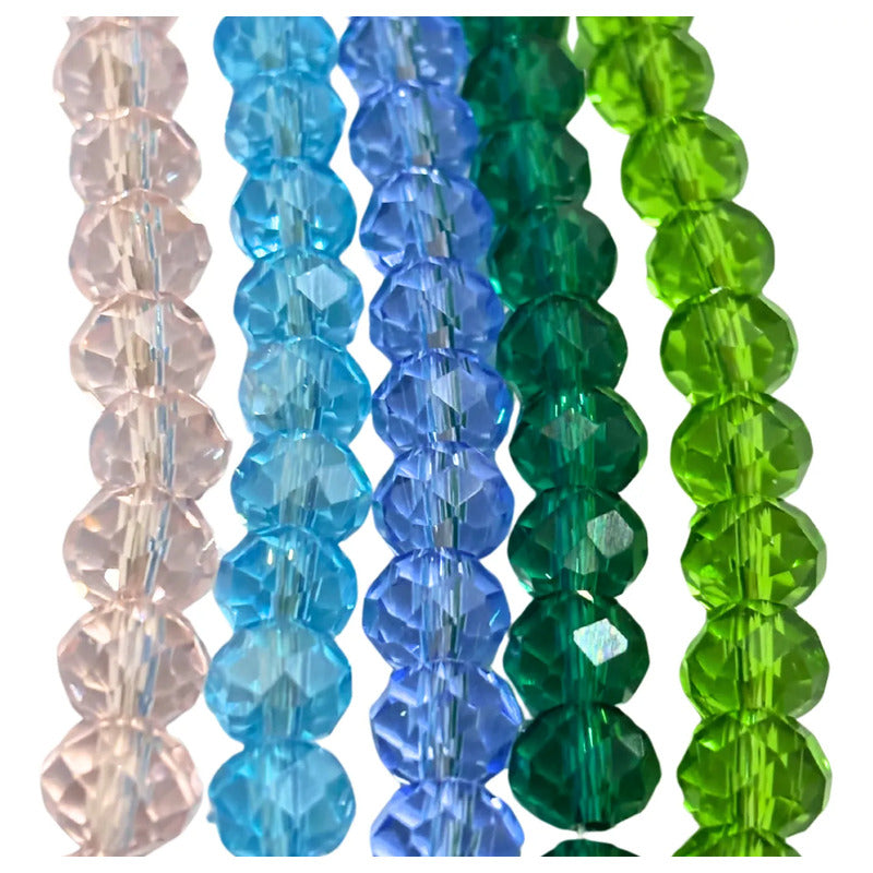 5 Tiras Cristal Checo Facetado 8mm Abalorio Bisutería 325pcs
