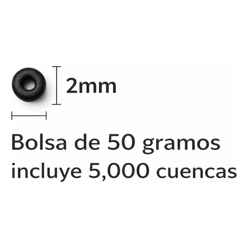 50 Gramos Chaquira Calibrada 12/0 Abalorio Bisutería 2mm Negro