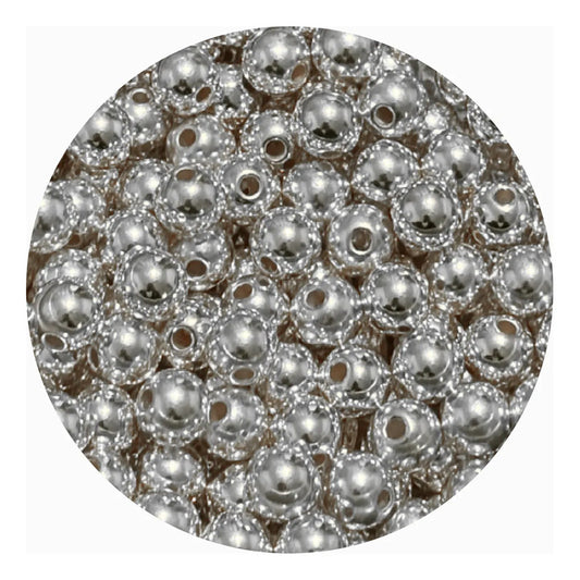 50 Grms Bola Lisa Abalorio Acrilico Separador Bisuteria Plateado 8 Mm