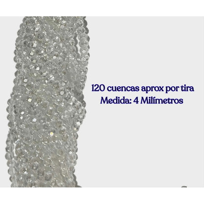 5 Tiras Cristal Checo Facetado 4mm Abalorio Bisutería 600pcs Transparente Tornasol