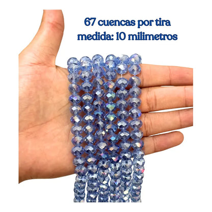 3tiras Cristal Checo Facetado 10mm Abalorio Bisutería 200pcs Azul Con Tornasol