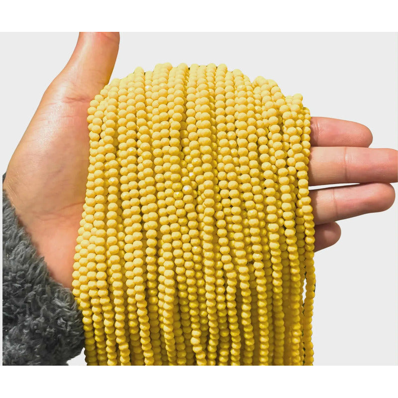 5 Tiras Cristal Checo Facetado 4mm Abalorio Bisutería 600pcs Amarillo Mate