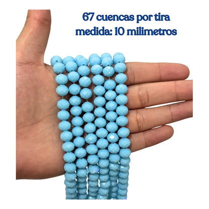 3tiras Cristal Checo Facetado 10mm Abalorio Bisutería 200pcs Azul Mate