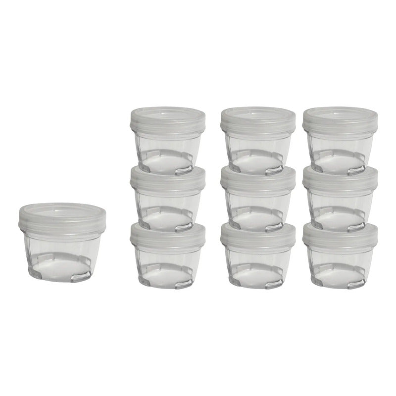 Set 10 Frascos Plásticos Transparentes Tapa Rosca Apilables 36ml
