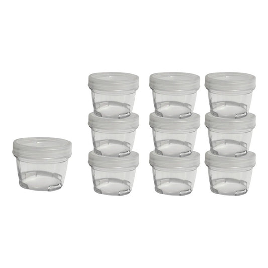 Set 10 Frascos Plásticos Transparentes Tapa Rosca Apilables 36ml