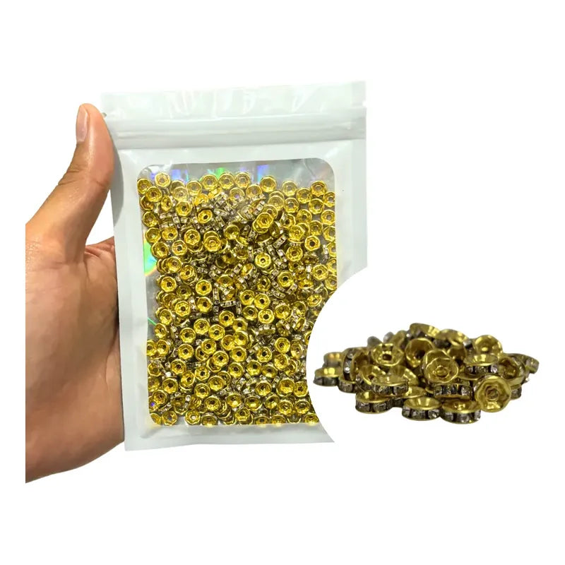 500 Piezas Abalorio Rondel Separador Incrustación Bisutería Dorado 8 Mm