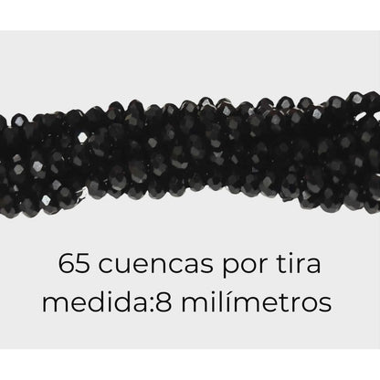 5 Tiras Cristal Checo Facetado 8mm Abalorio Bisutería 325pcs Negro