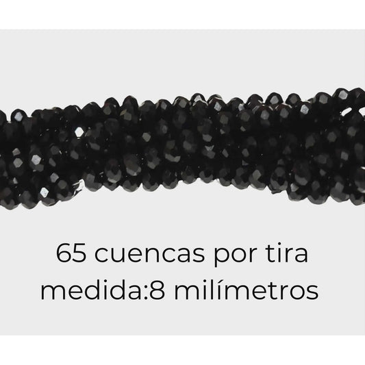 5 Tiras Cristal Checo Facetado 8mm Abalorio Bisutería 325pcs Negro