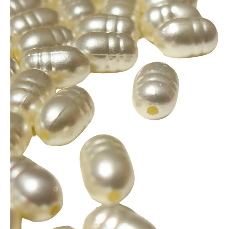 50 Gramos Perla De Río Sintética Acrílica Abalorio Bisutería Beige 8 Mm