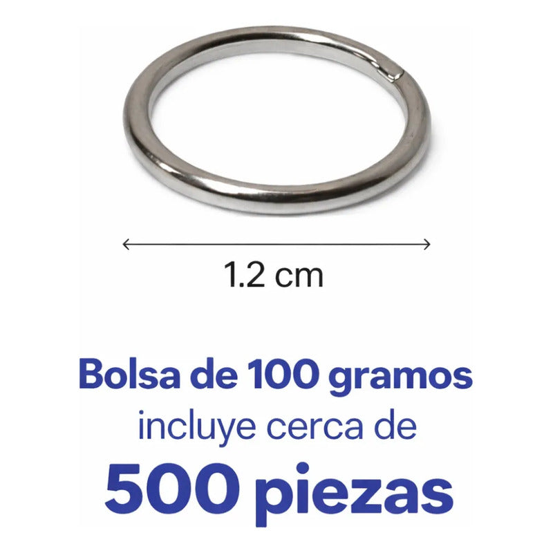 100 Gramos Argollas Metálicas Abiertas Bisutería Plateado-12mm