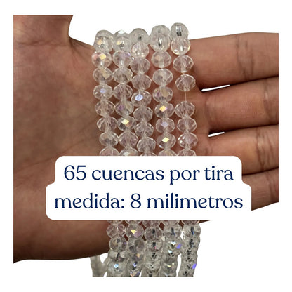 5 Tiras Cristal Checo Facetado 8mm Abalorio Bisutería 325pcs