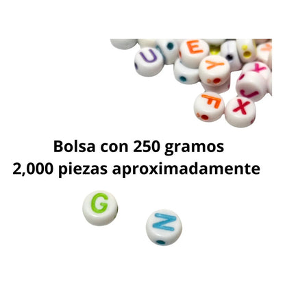2,000 Piezas Luneta Abecedario Acrílica Pulseras Bisutería Abecedario Colores