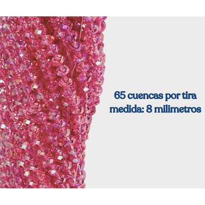 5 Tiras Cristal Checo Facetado 8mm Abalorio Bisutería 325pcs