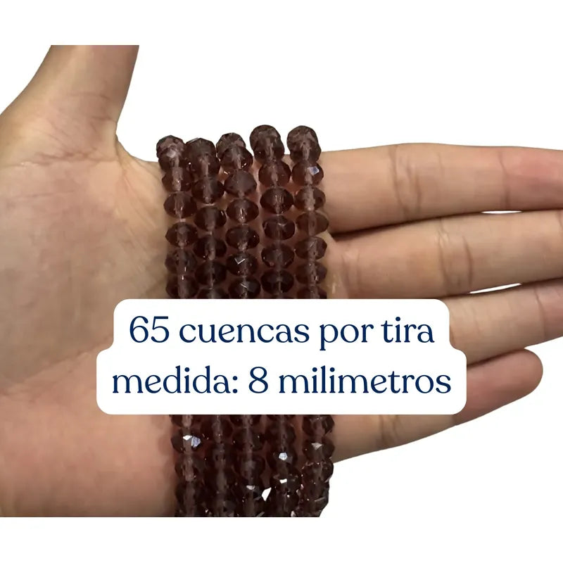 5 Tiras Cristal Checo Facetado 8mm Abalorio Bisutería 325pcs